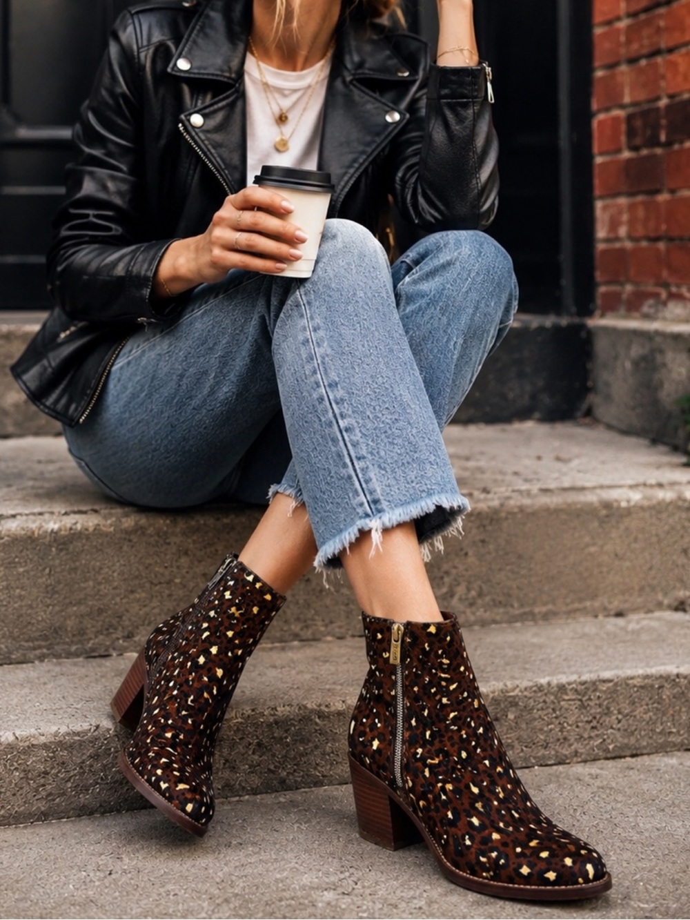 Michael Shannon Leopard Print Ankle Boots in Brown & Black size 7